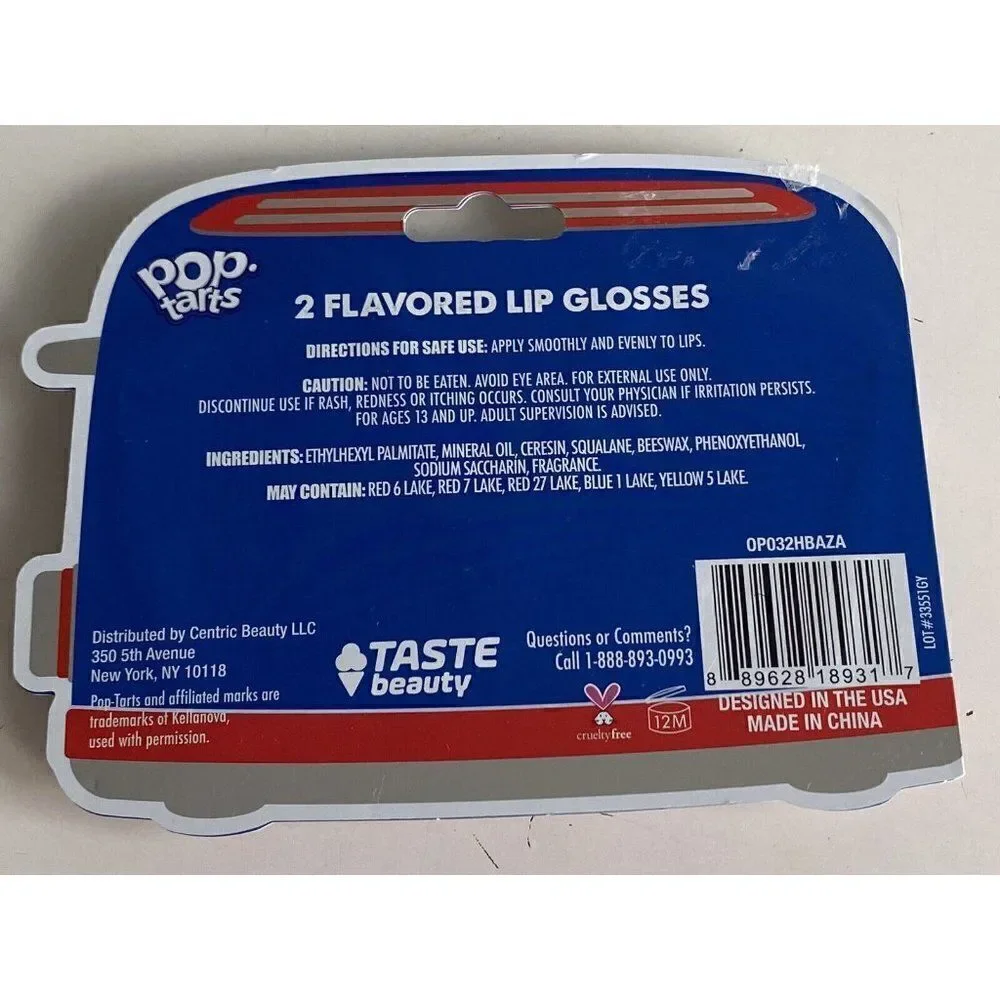 2 Pack Pop Tarts‎ Flavored Lip Gloss Glosses Vanilla Milkshake And Cherry NEW